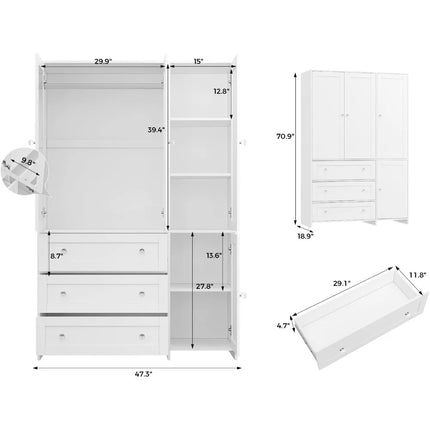 FurnitureZ l  71" 7-Door Wooden Armoire for Bedroom