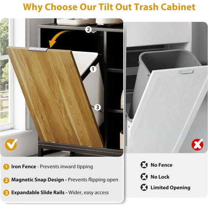 FurnitureZ l  Tilt Out Trash Can Cabinet for Kitchen, Dining Room