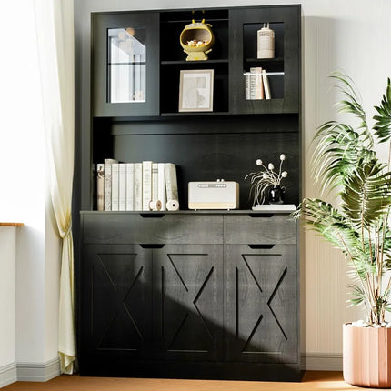 FurnitureZ l  Large Farmhouse-Style Pantry Cabinet for Kitchen, Dining Room