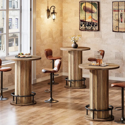 FurnitureZ l 39.4" H Wood Bistro Pub Table for Dining Room