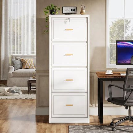 FurnitureZ l  Tribesigns 4 Drawer File Cabinet with Lock and Key for Home Office