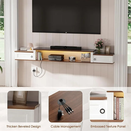 FurnitureZ l  Modern Wall-Mounted TV Stand for Living Room, Bedroom