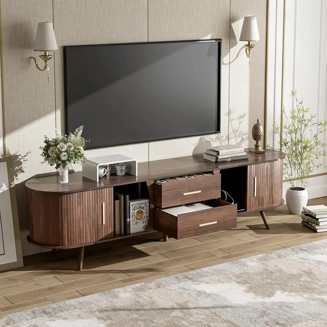 FurnitureZ l  70" Fluted TV Stand for Living Room