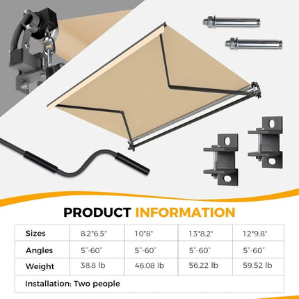 FurnitureZ l  10' x 8' Awning for Patio for Outdoor