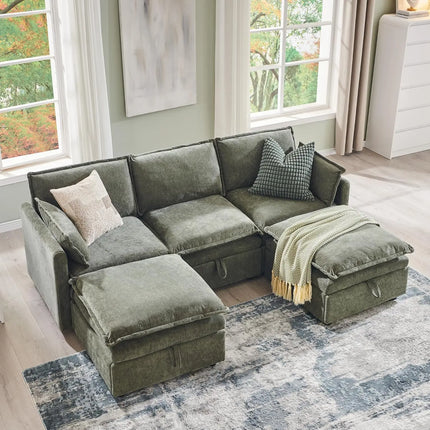 FurnitureZ l  88.98" Sectional Sofa Couches for Living Room