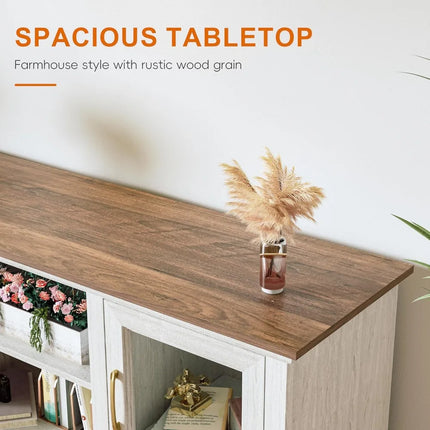 FurnitureZ l  Elegant Tall Wood Media Console TV Stand for Living Room