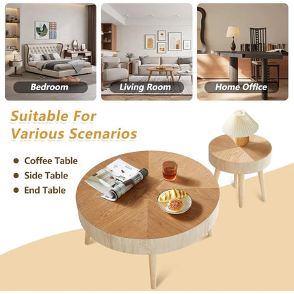 FurnitureZ l  Farmhouse Style Modern Nesting Coffee Tables Set of 2 for Living Room