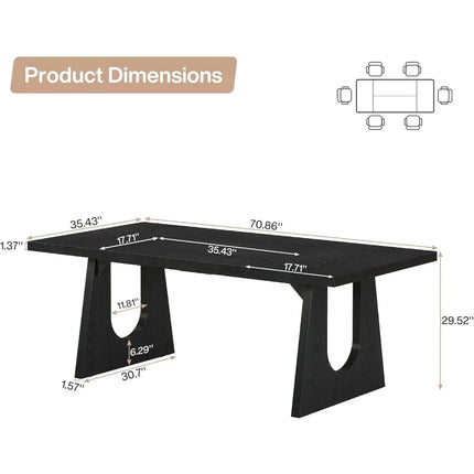 FurnitureZ l Large Black Dining Table for Dining Room