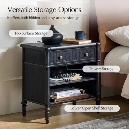 FurnitureZ l  Traditional Fluted Nightstand Table for Living Room, Bedroom