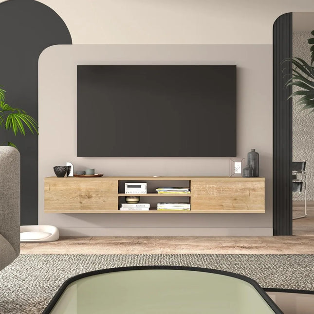 FurnitureZ l  71" Wide Modern Wall-Mounted TV Stand