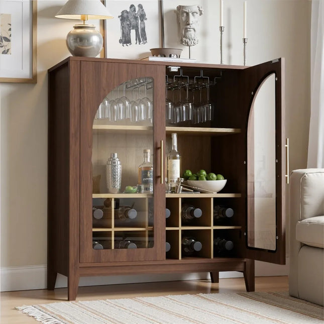 FurnitureZ l  31.5" Wine Bar Cabinet for Dining Room