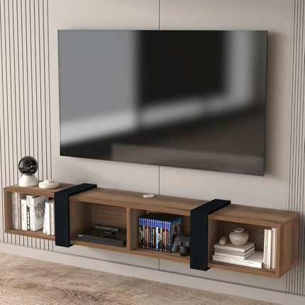 FurnitureZ l  71" Walnut Floating TV Stand for Living Room, Bedroom