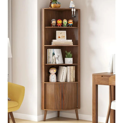 FurnitureZ l 66.73" Tall Modern Corner Bookshelf for Living Room, Dining Room, Home Office