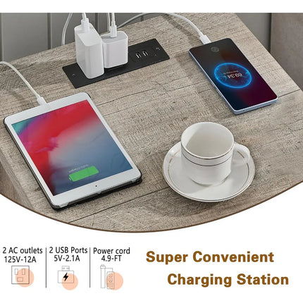 FurnitureZ l  Nightstand with Charging Station for Bedroom