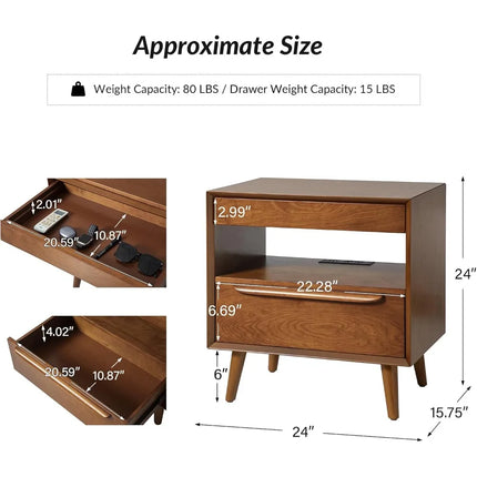 FurnitureZ l  Mid-Century Modern Nightstand Table for Living Room, Bedroom