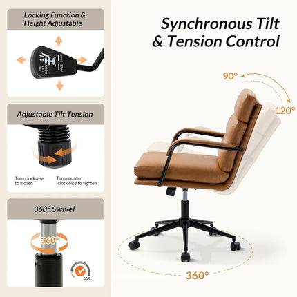 FurnitureZ l Modern Faux Leather Home Office Chair