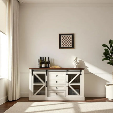 FurnitureZ l  56" Sideboard Buffet Cabinet for Living Room, Dining Room