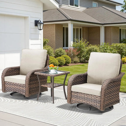 FurnitureZ l  Outdoor Patio Couch Wicker Sofa with Rattan Side Table