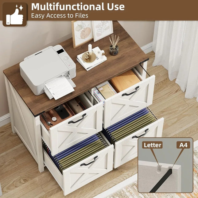 FurnitureZ l  Lateral File Cabinet with 4 Drawers for Home Office