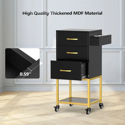 FurnitureZ l  Mobile Hair Stylist Cart with Storage for Dressing Room, Bedroom