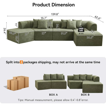 FurnitureZ l  140" Oversized Cloud Velvet Curved Sectional Couch Sofa for Living Room