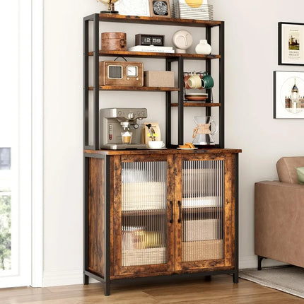 FurnitureZ l  Bakers Rack with Cabinet for Kitchen, Dining Room