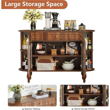 FurnitureZ l  Modern Fluted Sideboard Cabinet for Living Room, Dining Room