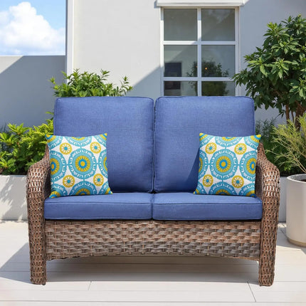 FurnitureZ l  Outdoor Patio Couch Wicker Sofa with Rattan Side Table