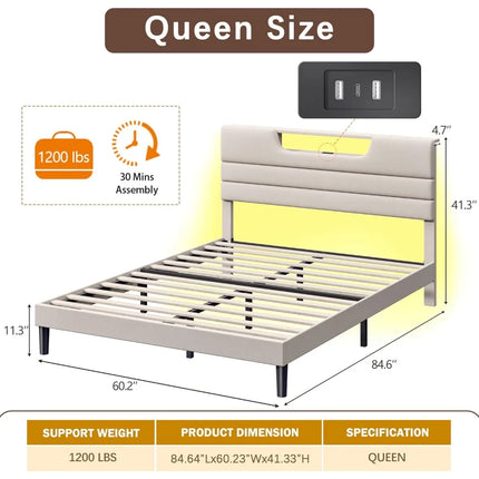 FurnitureZ l  Contemporary Queen Bed Frame for Bedroom