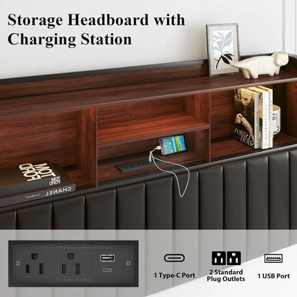 FurnitureZ l  Queen-Sized Upholstered Bed Frame for Bedroom