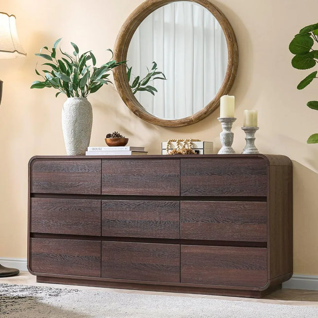 FurnitureZ l  Modern Curved Wood Dresser for Bedroom, Dressing Room