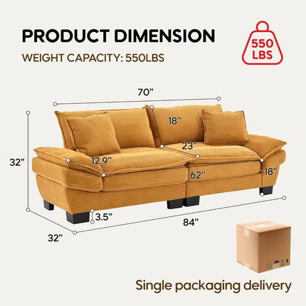 FurnitureZ l  Modern 84" Corduroy Loveseat Sofa for Living Room