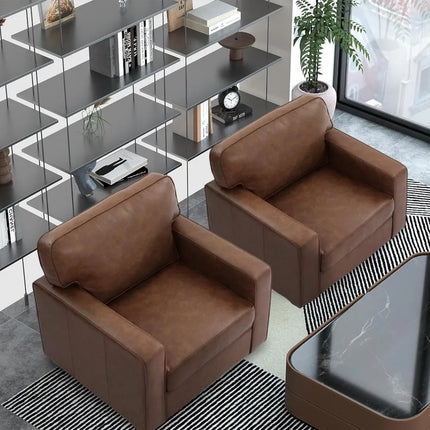 FurnitureZ l  Mid-Century Modern PU Faux Leather Sofa Couch for Living Room