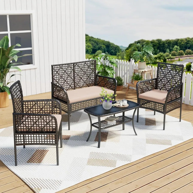 FurnitureZ l  4-Piece Patio Furniture Set for Outdoor