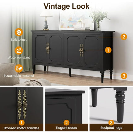 FurnitureZ l  Large 58" Sideboard Buffet Cabinet for Living Room, Dining Room