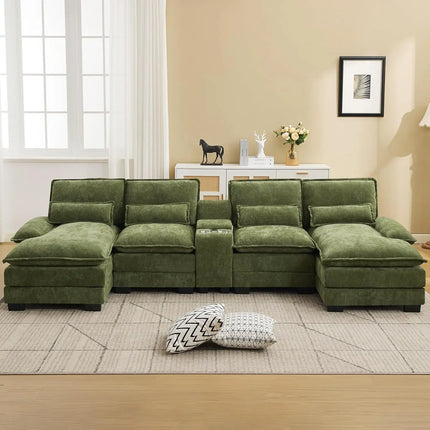 FurnitureZ l  125'' U Shaped Cloud Modular Sofa with Chaise Lounges for Living Room