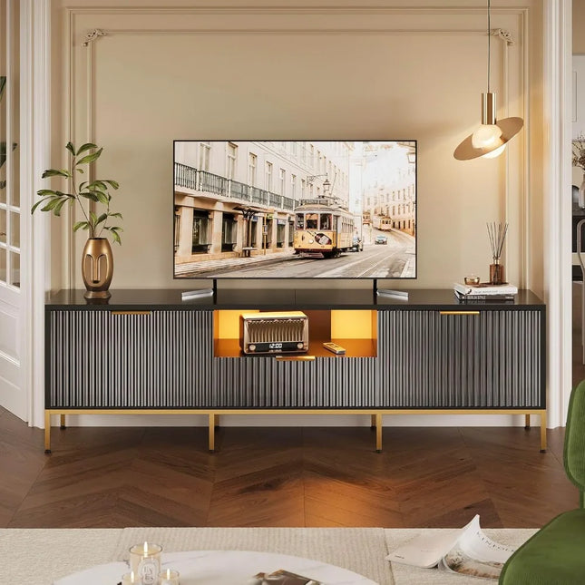 FurnitureZ l  Bestier 70" Fluted TV Stand for Living Room, Bedroom