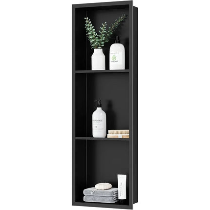 FurnitureZ l  Matte Black Stainless 3-Tier Storage for Living Room, Bathroom