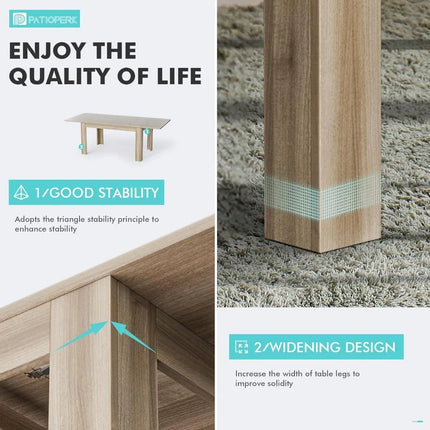 FurnitureZ l  55.1"-86.6" Extendable Table for 6-10 Person for Dining Room, Home Office