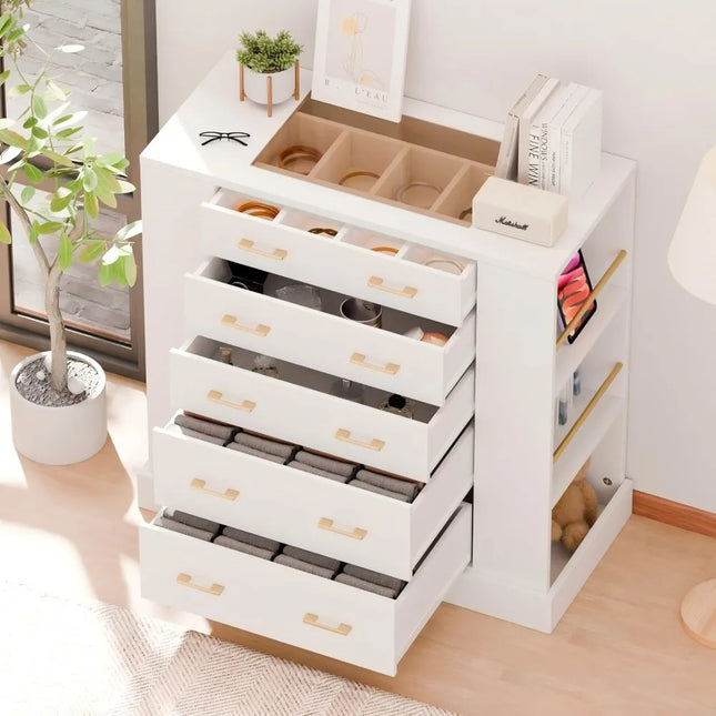 FurnitureZ l Storage Island with Glass Surface for Dressing Room