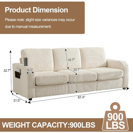 FurnitureZ l  87.4" Oversize 3 Seater Sofa for Living Room