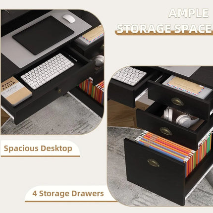 FurnitureZ l Black Desk for Home Office