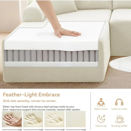 FurnitureZ l  103" Cloud Modular Sectional Couch Sofa for Living Room