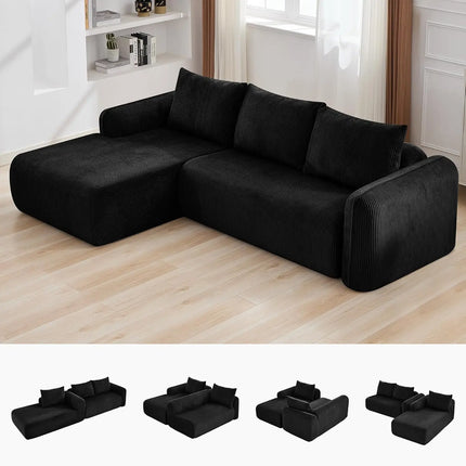 FurnitureZ l  Modular Sectional Deep Seat Sofa with Chaise Lounge for Living Room