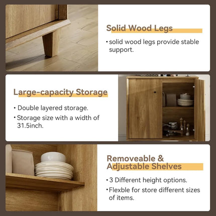 FurnitureZ l  Modern 2-in-1 Wide Buffet and Cabinet for Living Room, Dining Room