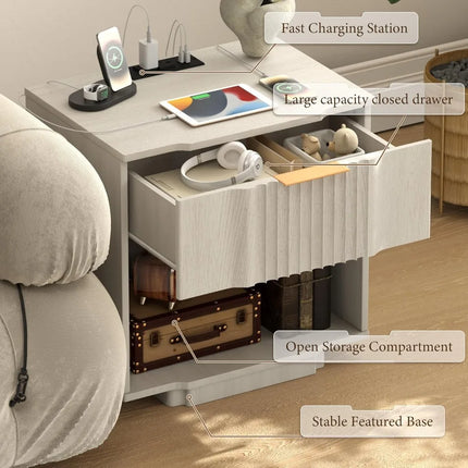 FurnitureZ l  Fast Charging Nightstand Table for Living Room, Bedroom