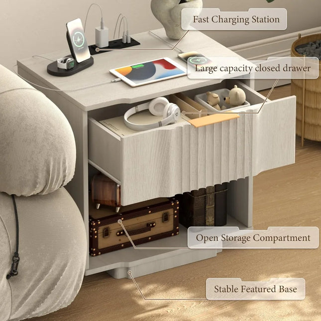 FurnitureZ l  Fast Charging Nightstand Table for Living Room, Bedroom