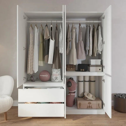 FurnitureZ l  78.74" 4-Door Wardrobe Closet for Bedroom