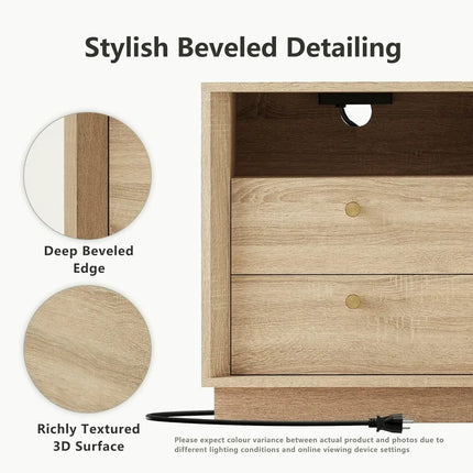 FurnitureZ l  Nightstand with Charging Station for Living Room, Bedroom