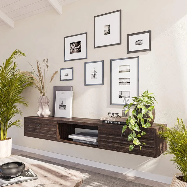 FurnitureZ l  Contemporary 63" Wall-Mounted TV Console